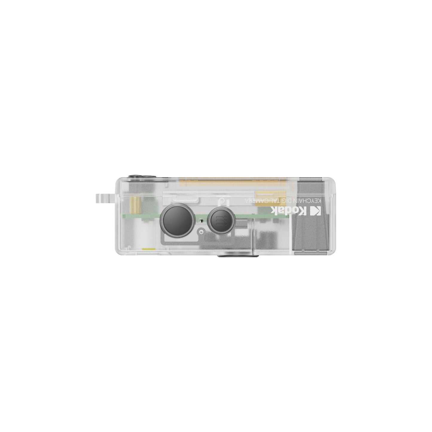 PRE-ORDER Kodak Charmera Keychain Digital Camera top view with transparent casing and lens