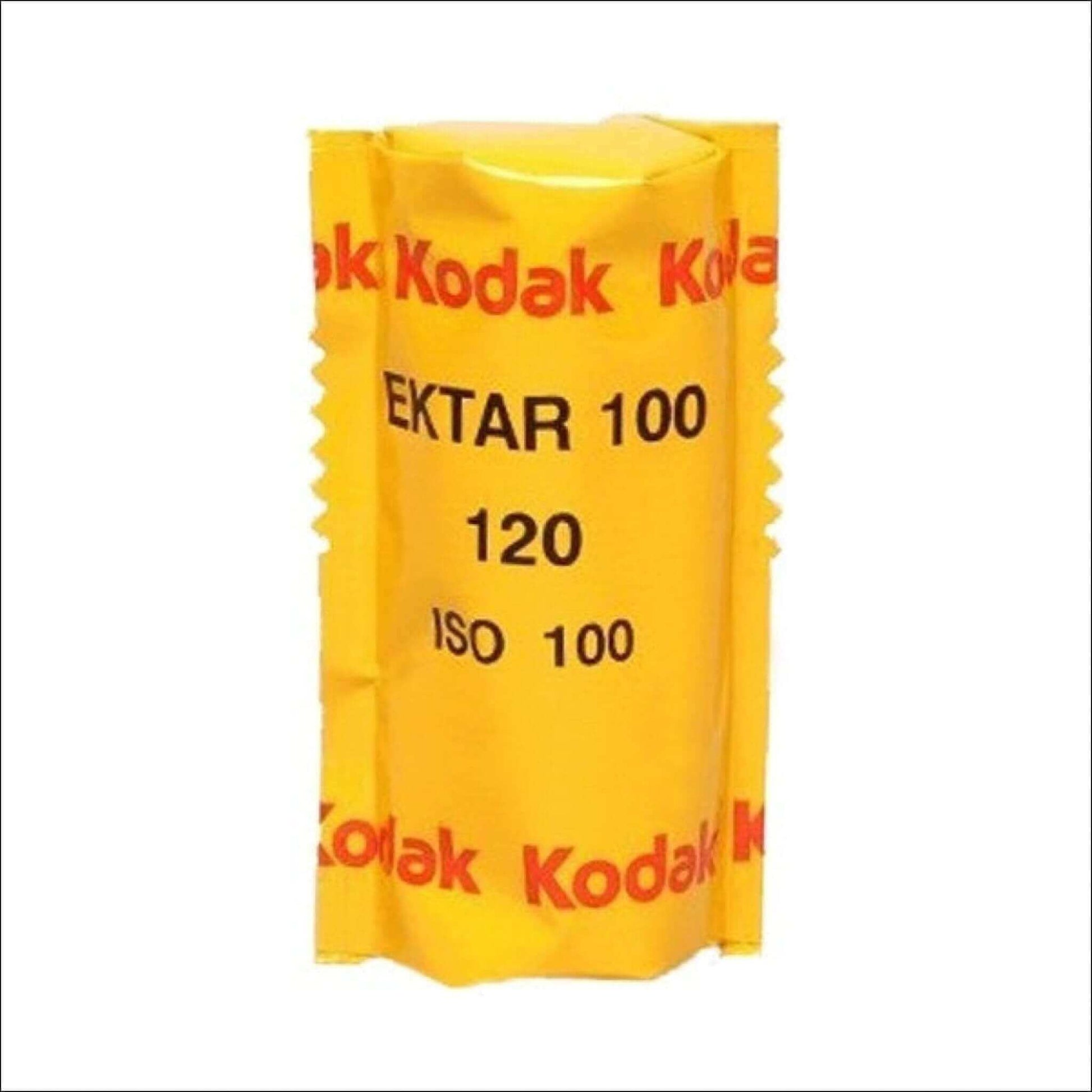 Kodak Ektar 100 ISO 100 120 medium format film roll packaging, known for its fine grain and vivid color.