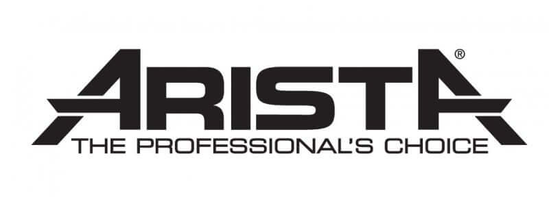 Black ’arista’ logo with bold, stylized lettering and the tagline ’the professional’s choice’ beneath it.