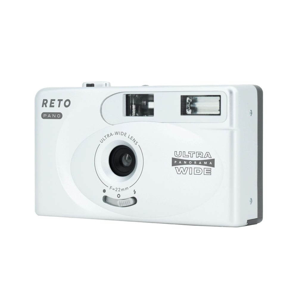 White plastic reto pano ultra panorama wide camera with a 22mm ultra-wide lens.