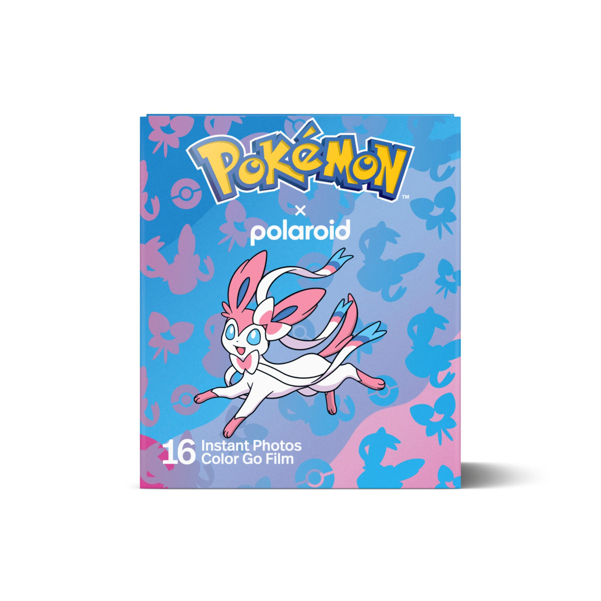 Front of the Polaroid x Pokémon Go Color Film Sylveon Edition box, 16 instant photos