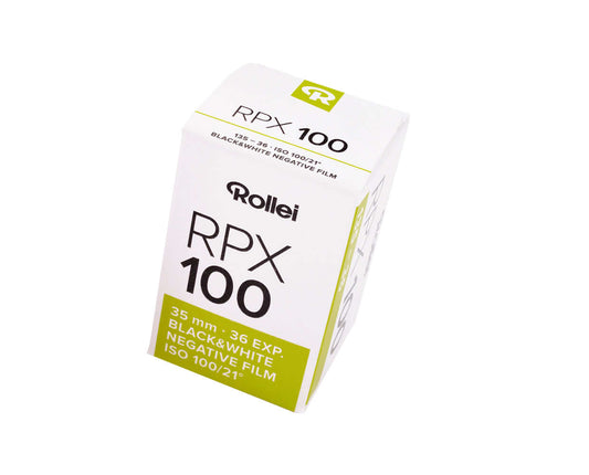 2-pack Rollei RPX 100 BW 35mm 36 Exp Film box, black and white negative film, ISO 100/21°, fine grain, exceptional image quality