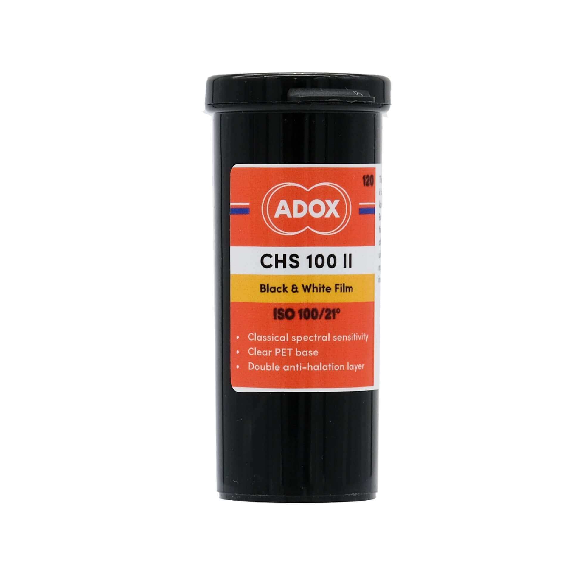 Adox CHS 100 II Black & White 120 Film canister for medium format photography.