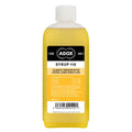 A yellow adox syrup 110 bottle with a white cap and an orange label featuring black text.