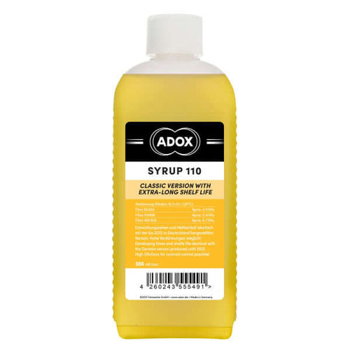 ADOX Syrup 110 Black & White film developer 500ml bottle with classic label and extra-long shelf life.