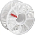 White plastic film spool with a red handle.