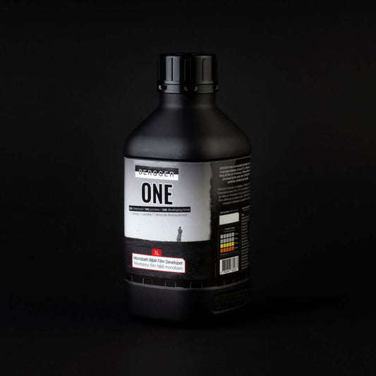 BERGGER ONE Monobath Film Developer bottle, simplifying black and white film development with an all-in-one solution.