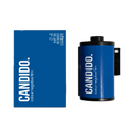 Candido c41 color 800 iso 35x36 film in vibrant blue canister with packaging 35mm color negative film