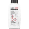 White plastic bottle with black screw-on cap, labeled ’ilford pq universal’ in bold black text above a red horizontal stripe.