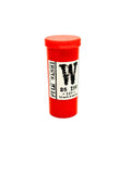 Red cylindrical container of film washi 25 iso black & white photographic film.