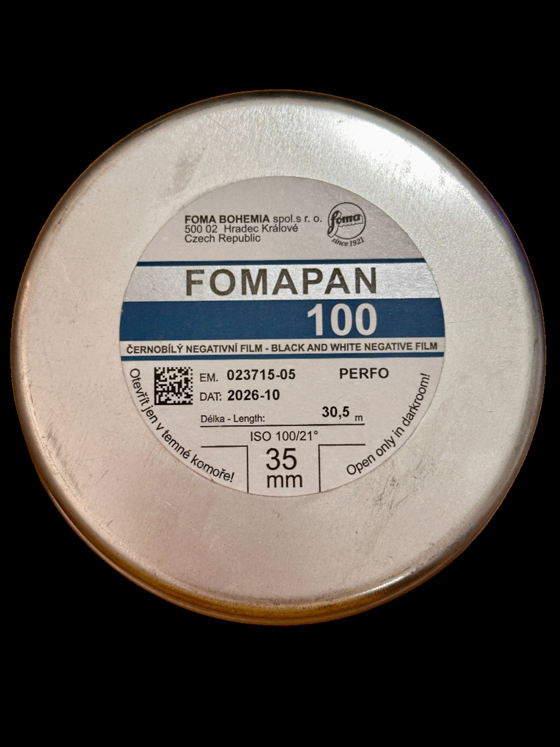 Fomapan Creative 100 BW 35x100' Bulk Film Mexico