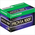 Fujifilm provia 100f color reversal film in a green and purple box.