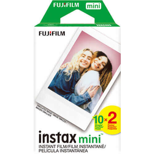 Fujifilm Instax Mini instant film pack with two smiling women on the cover, 10 shots per pack, high-quality instant prints