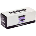 White cardboard box of ilford delta 3200 professional black & white film, featuring bold black and purple branding with a sleek minimalist design.