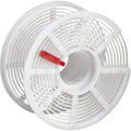 White plastic film spool with a red handle.