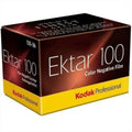 Kodak professional ekta 100 color negative film in a dark red and yellow box.