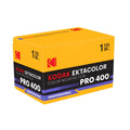 Yellow box of kodak ektacolor pro 400 iso color negative film for c41 process 35x36 single roll