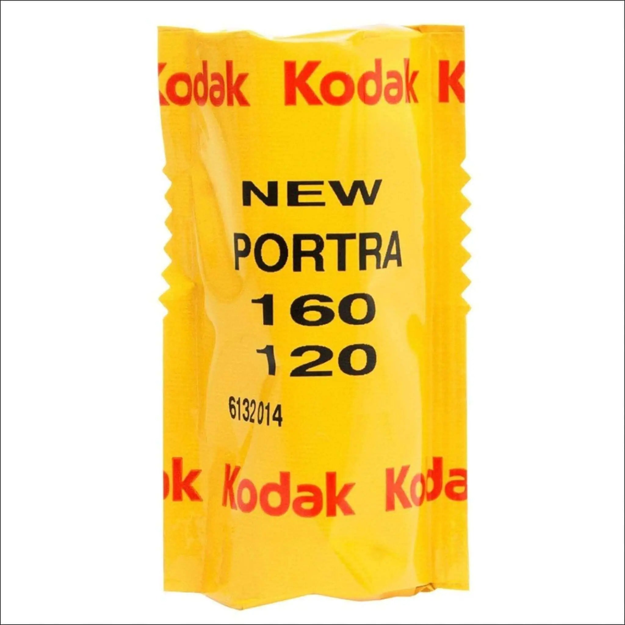 Yellow kodak portra 160/120 film pack with red and black text.