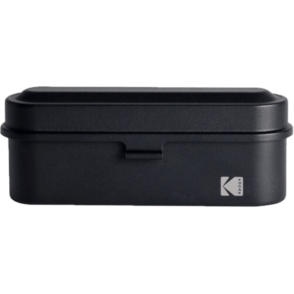 Kodak Steel Film Case For 35mm Films 5 Slots in black color, designed for organization and protection of film rolls.