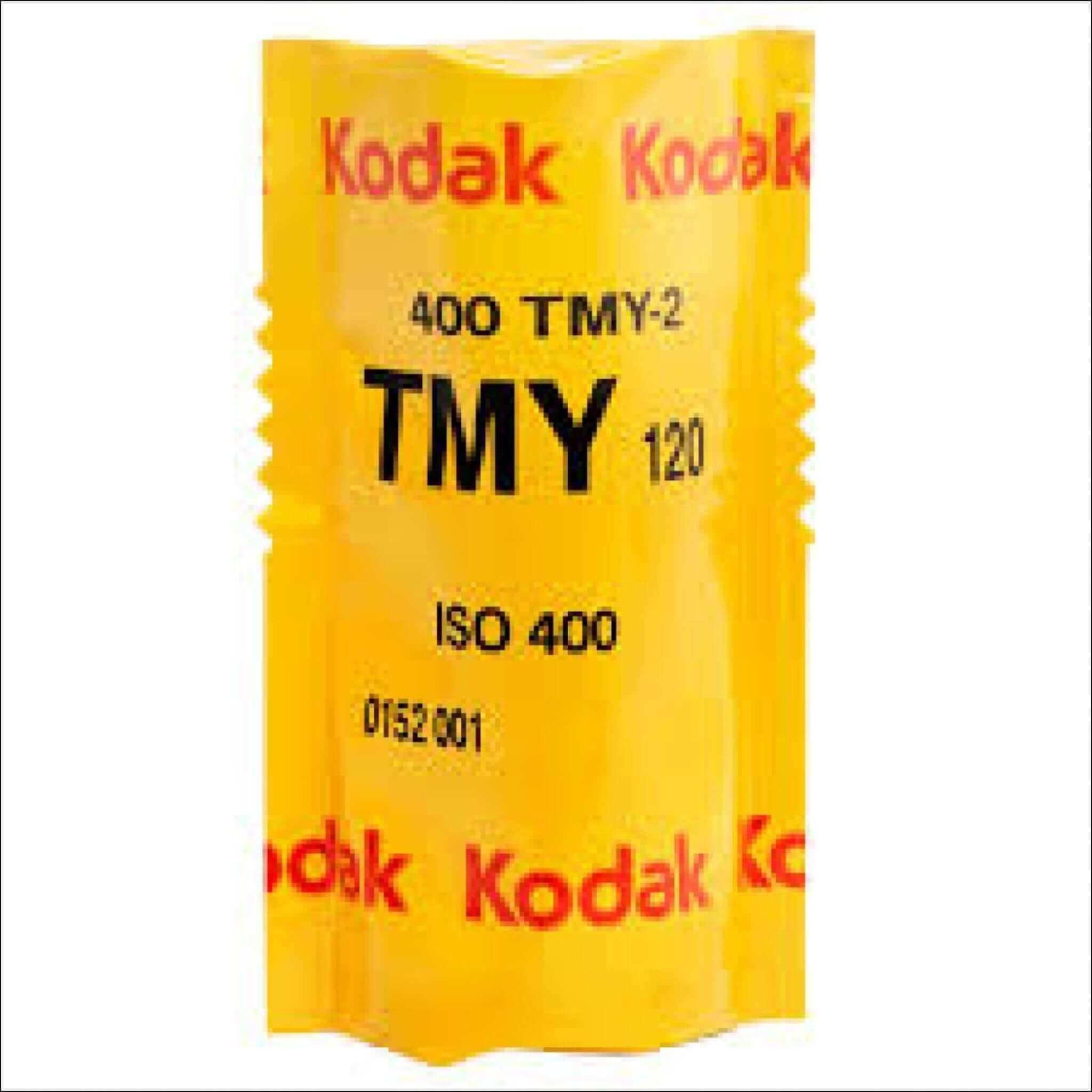 Kodak tmy-2 120 film roll in bright yellow packaging with black and red text.