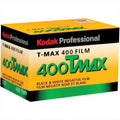 Kodak professional t-max 400 film box in vibrant yellow, green, and black with bold lettering for black & white negative film.