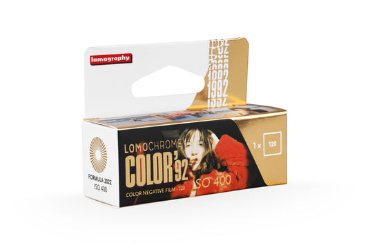 Lomography Color '92 400 ISO 120 Medium Format Film 1-pack with retro-inspired packaging for analog photography.