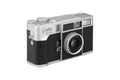 Silver and black lomo mc-a film camera with a classic rangefinder design.