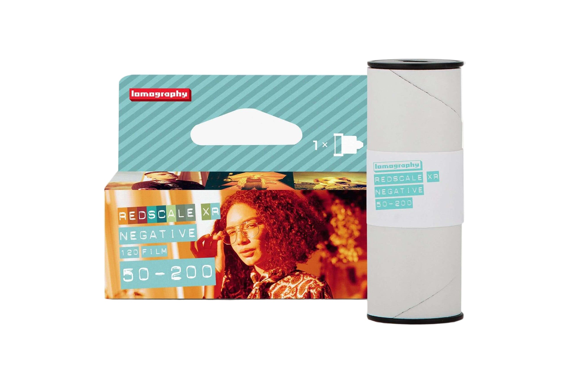 Lomography Redscale XR 50-200 ISO Color C41 film packaging and canister for vibrant photo results.