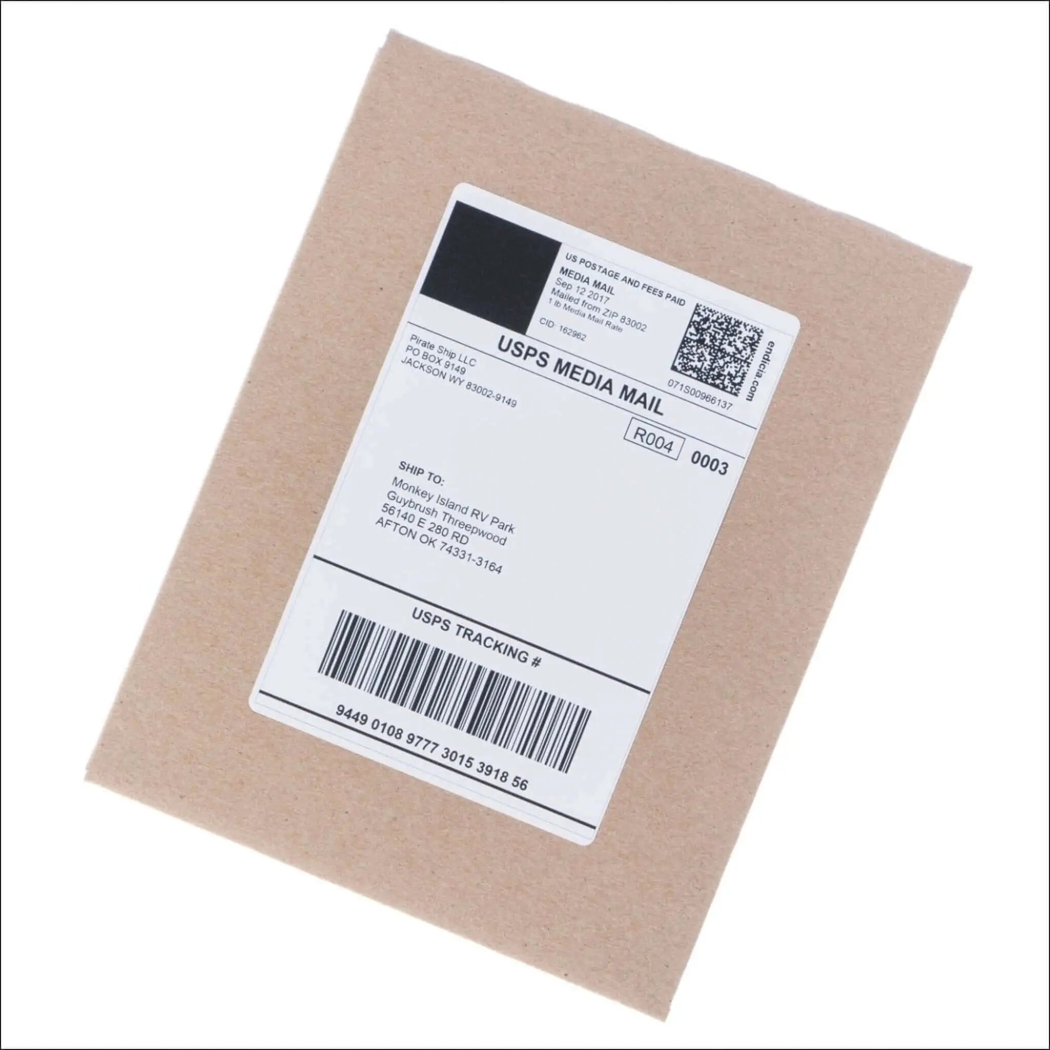 USPS media mail package with tracking for mailing film rolls for processing.