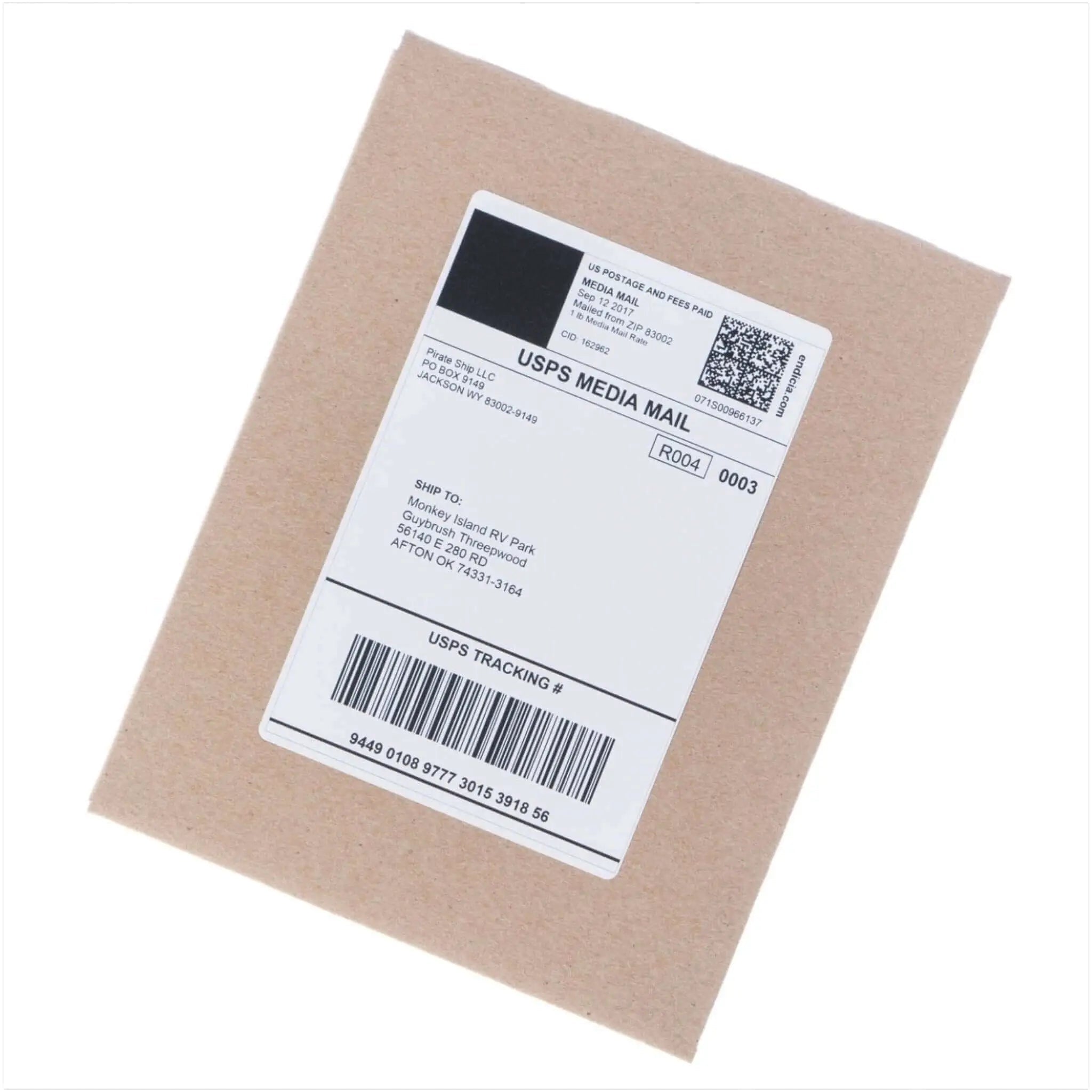 USPS media mail package with tracking for mailing film rolls for processing.