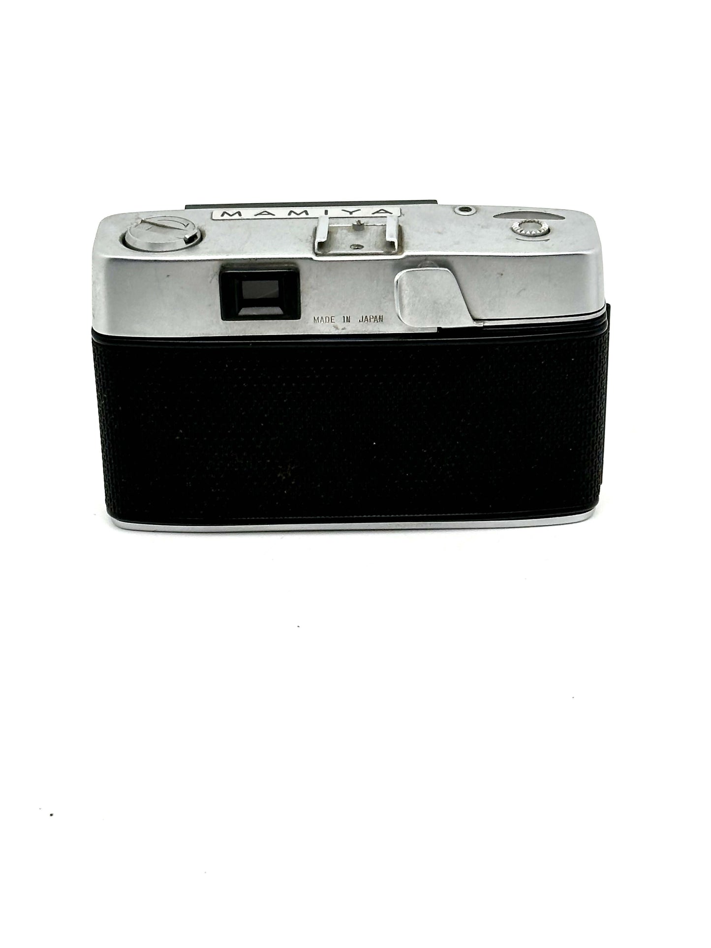Mamiya Kominar vintage rangefinder 35mm film camera with black body and silver accents.