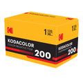 Yellow kodak kodacolor 200 color negative film box with black and red branding.