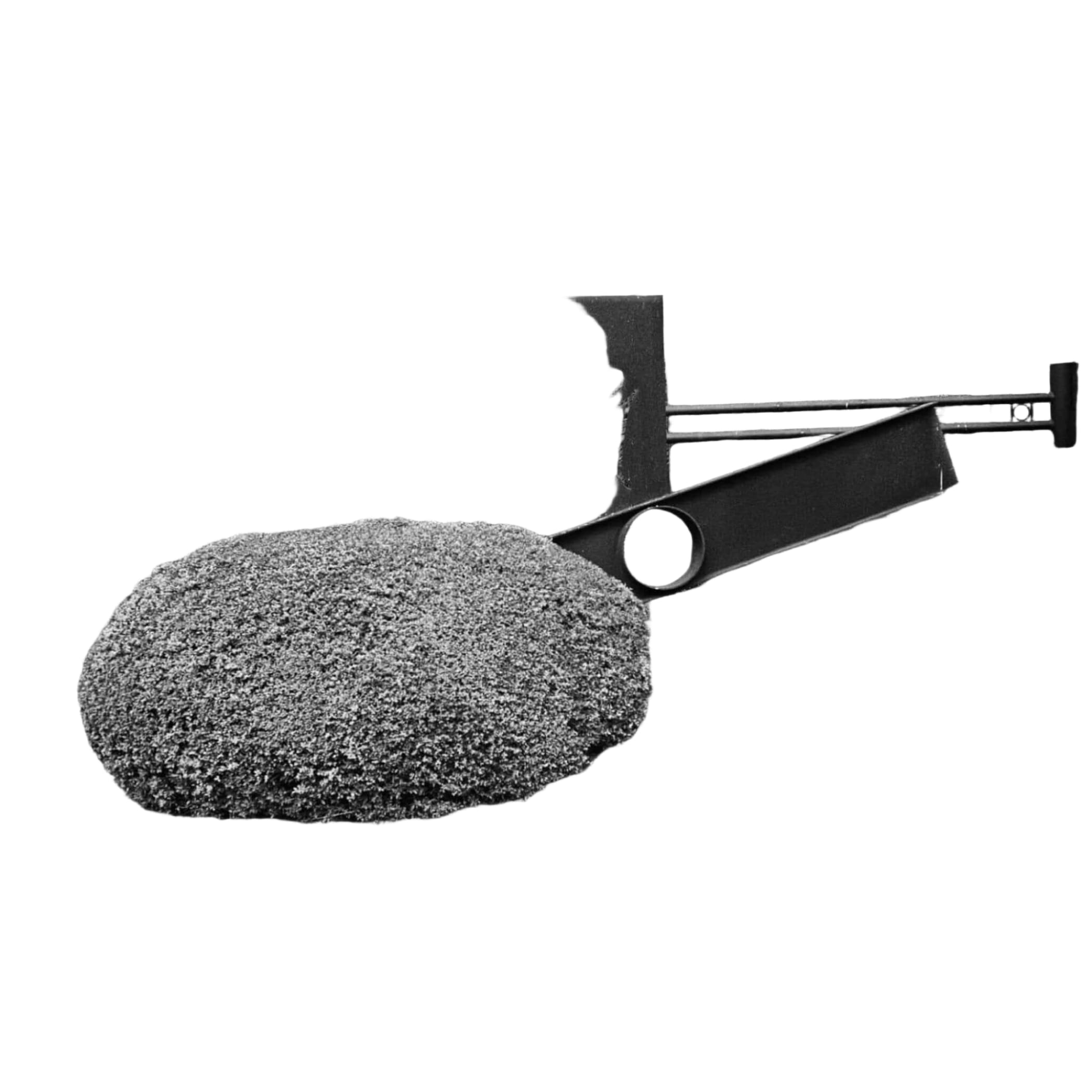 Black metal sign with ’stone wood’ written in white chalk-like lettering.