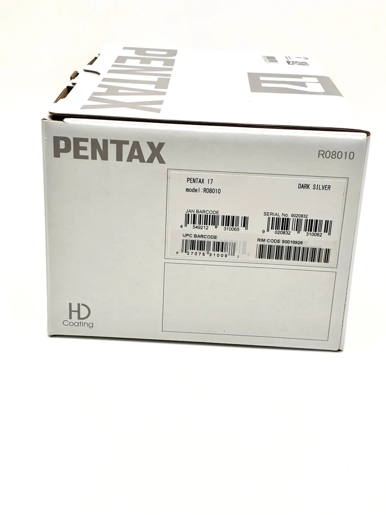 Pentax 17 dark silver 35mm half-frame film camera body in original white box with model and serial number labels