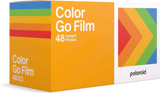 Polaroid Go Color Instant Film bulk pack with 48 instant photos, featured in vibrant orange packaging.