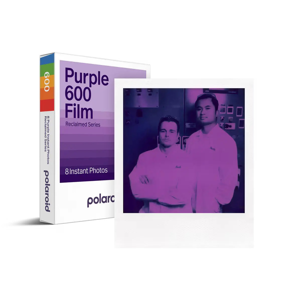 Polaroid purple 600 film pack with vibrant gradient and chefs image compatible with i-type cameras and polaroid frames