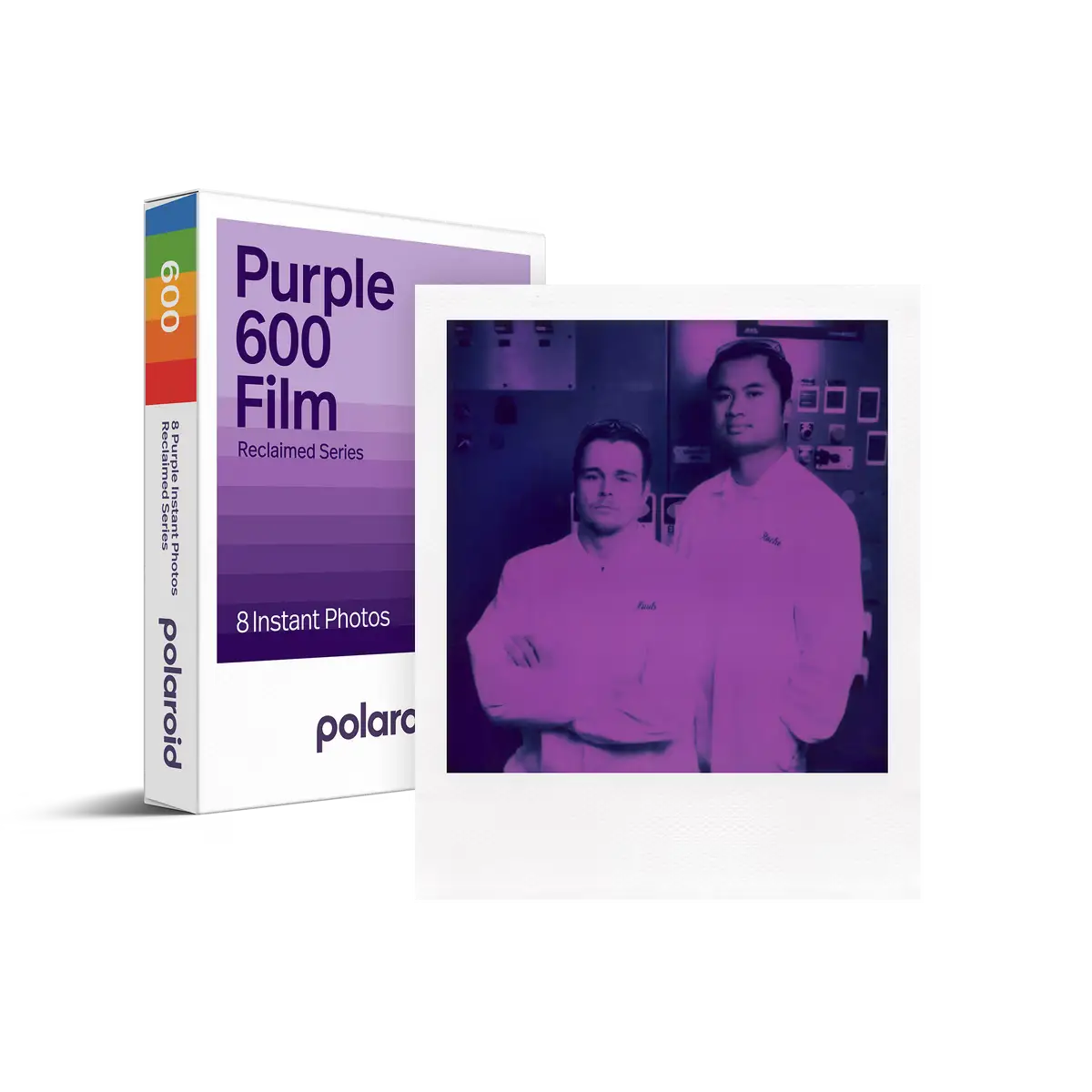 Polaroid purple 600 film pack with vibrant gradient and chefs image compatible with i-type cameras and polaroid frames