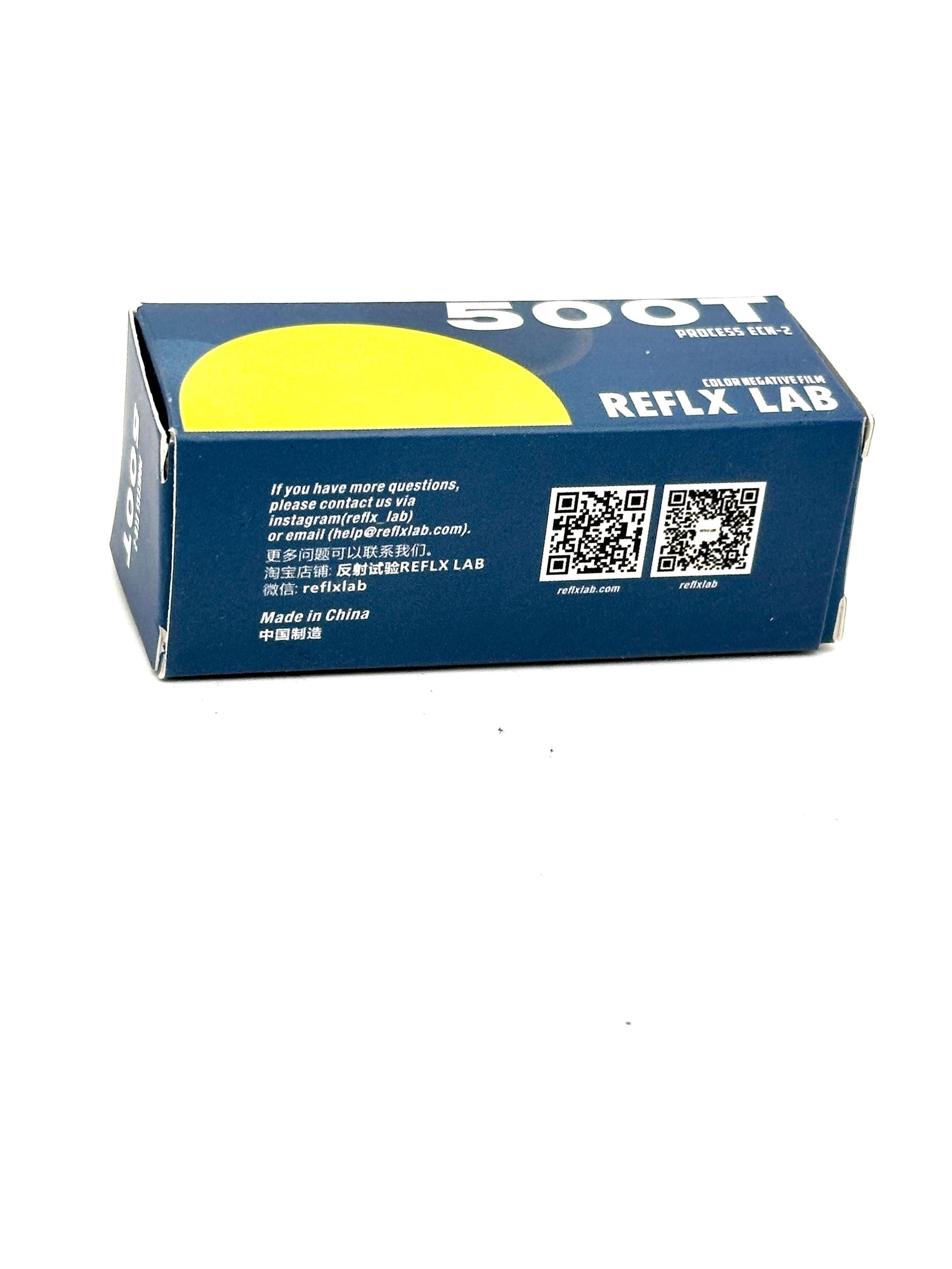 Reflx Lab 500T Color Ecn-2 120 Film packaging with vibrant branding design.