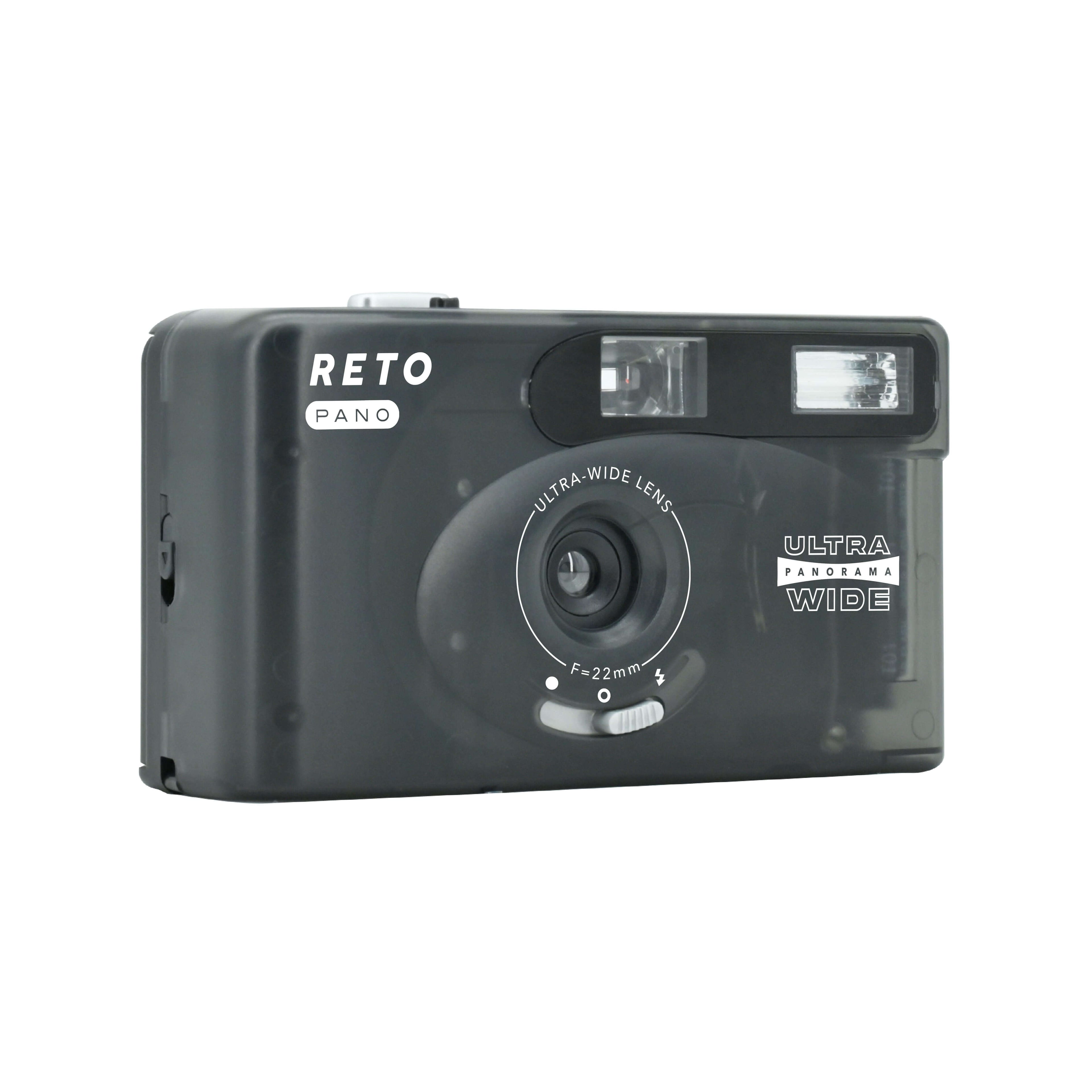 Reto Pano 35mm film camera showcasing ultra-wide lens for panoramic photography.