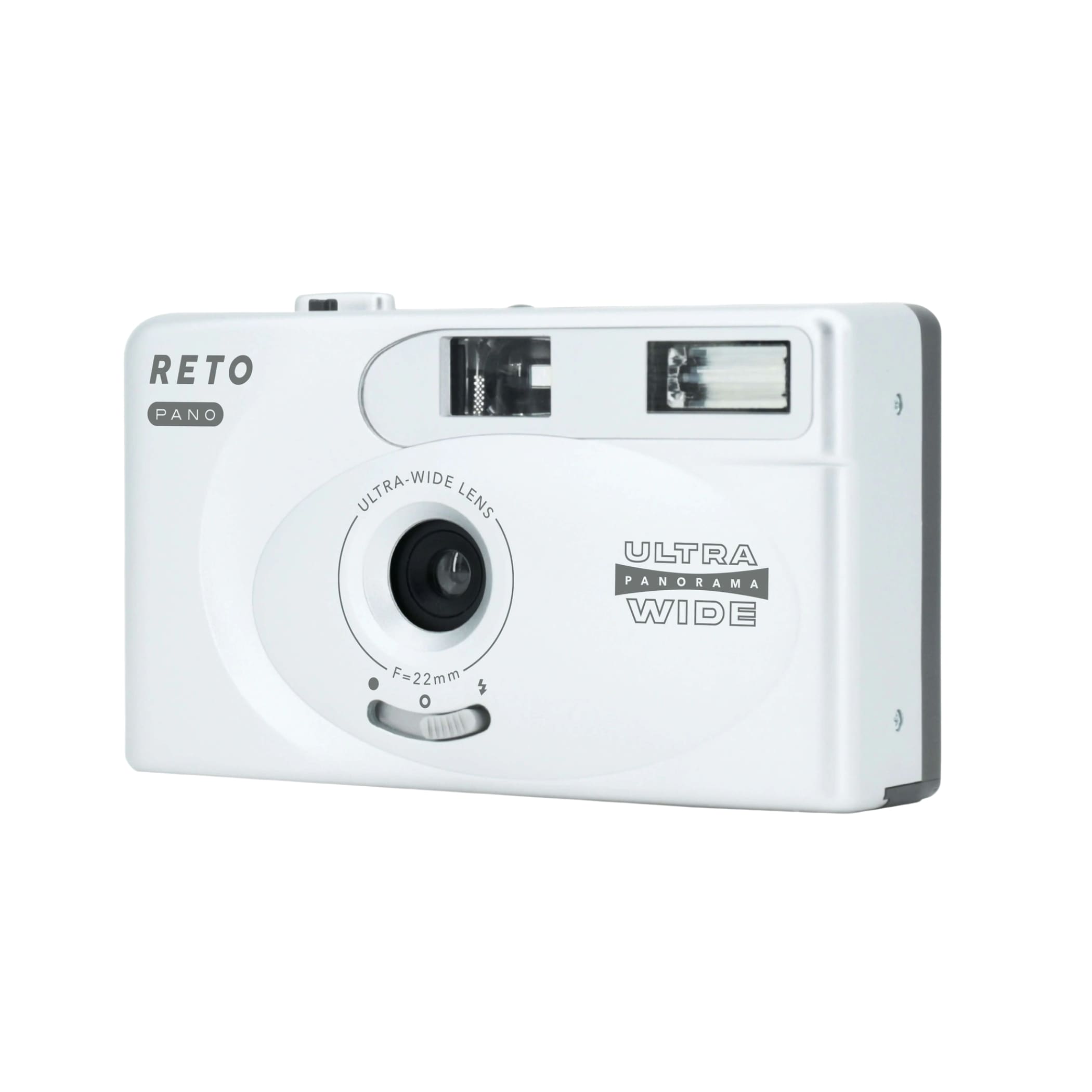 White plastic reto pano ultra panorama wide camera with a 22mm ultra-wide lens.