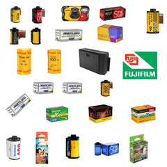 Fujifilm film canisters in medium format, Cinestill 400D, Ilford HP5