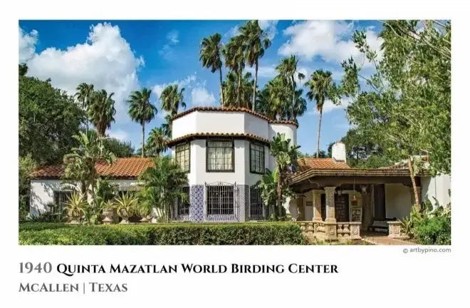 White stucco Spanish Revival house at Quinta Mazatlan World Birding Center