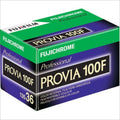 Fujifilm Fujichrome Provia 100F 35mm color reversal film package, ISO 100, designed for vivid colors and fine grain.