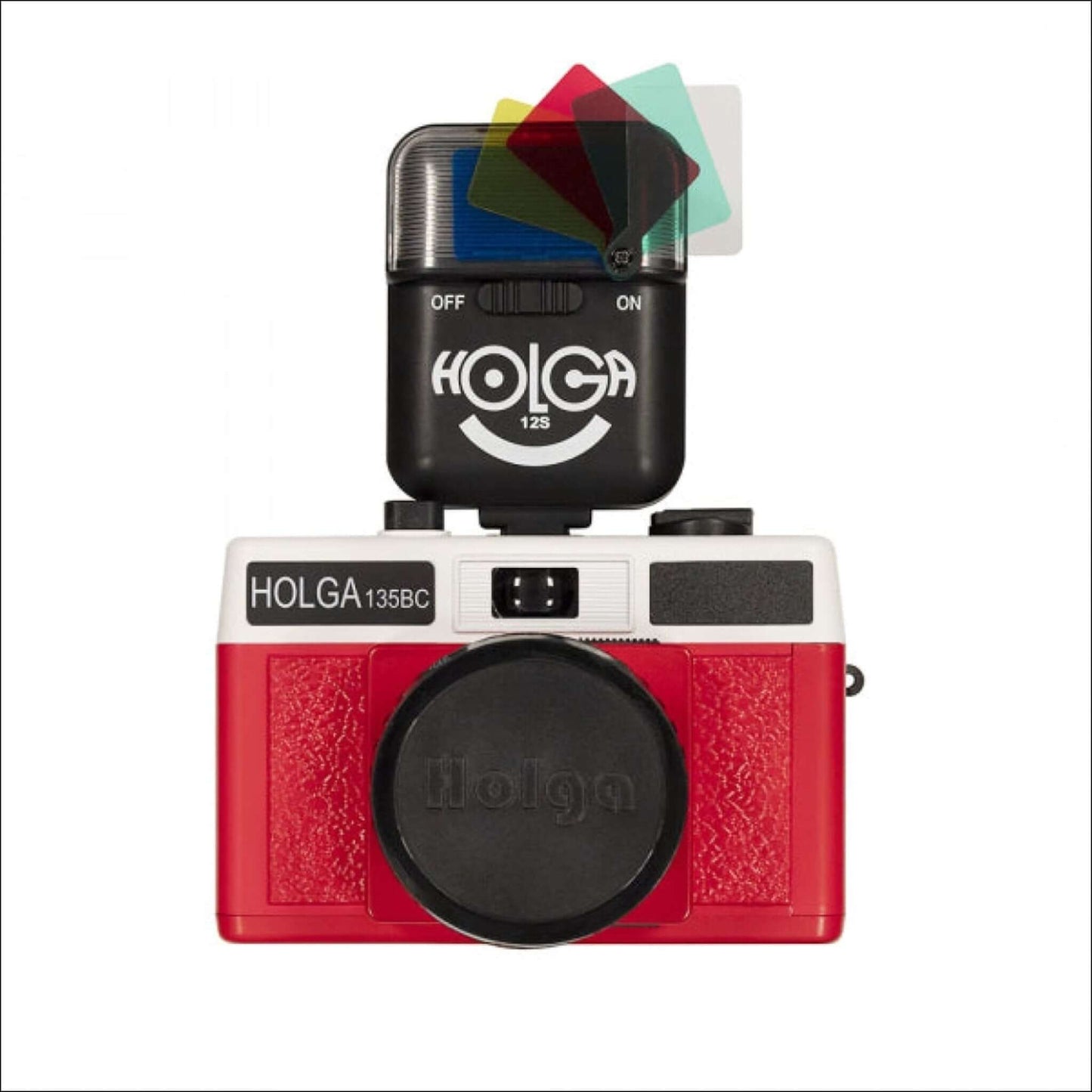 Holga 135bc w Flash Red/white 35mm Film Camera Kit w