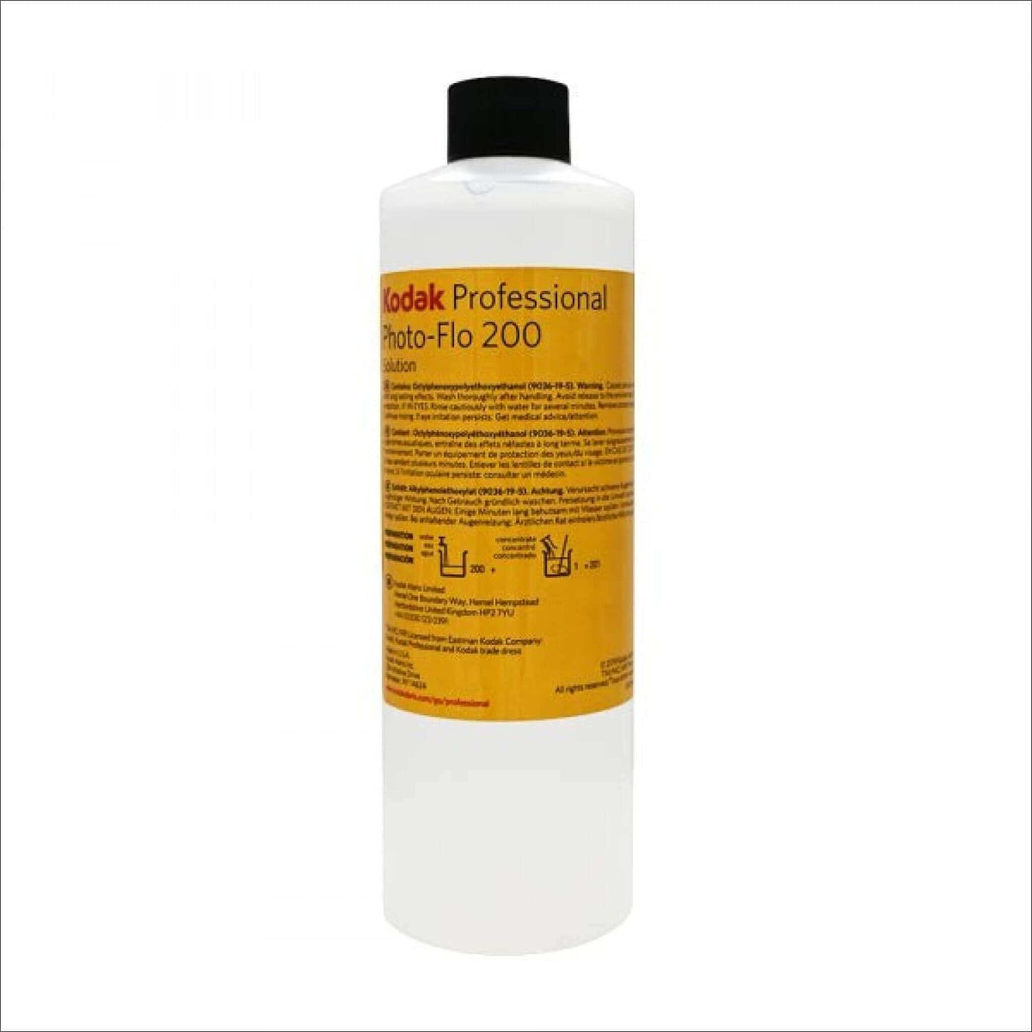 Kodak Professional Photo-Flo 200 liquid, 16 oz, minimizes water marks and improves film drying.