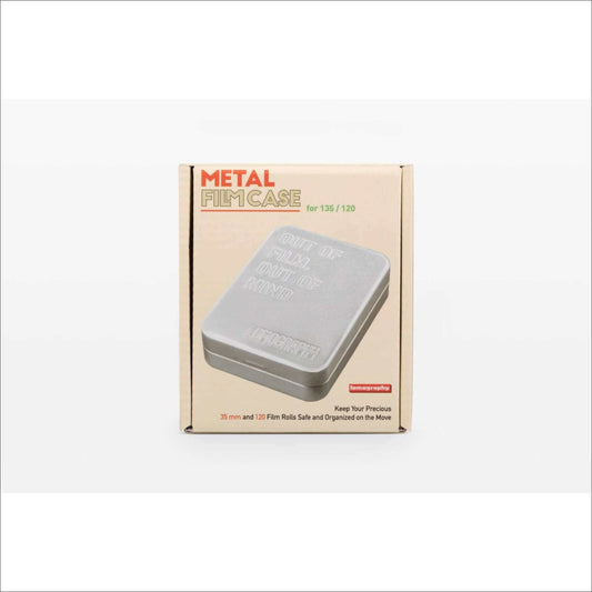 Lomography Metal Film Case for 135/120, perfect for organizing and protecting film rolls on the go.