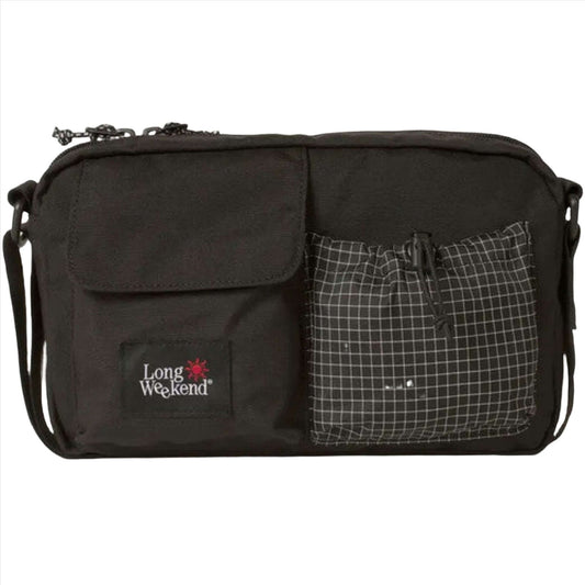 Long Weekend Santa Fe Camera Bag in black with grid pocket, perfect for film photography and travel.