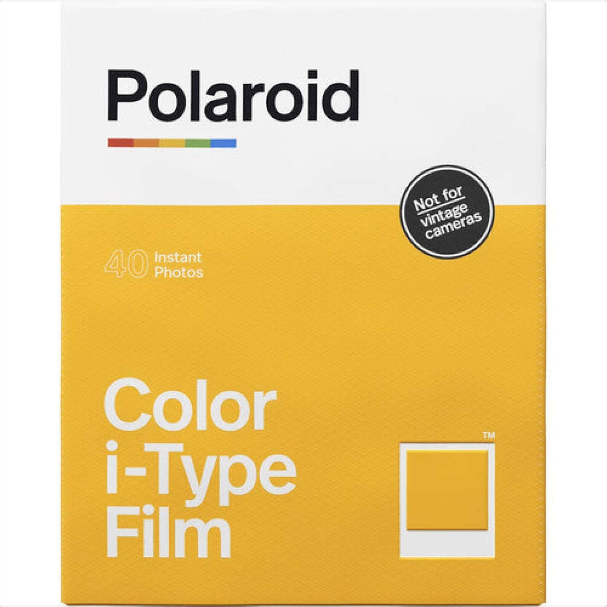 Polaroid Color i-Type Instant Film Pack, 40 exposures, ideal for modern instant cameras, vibrant color, iconic white frame.