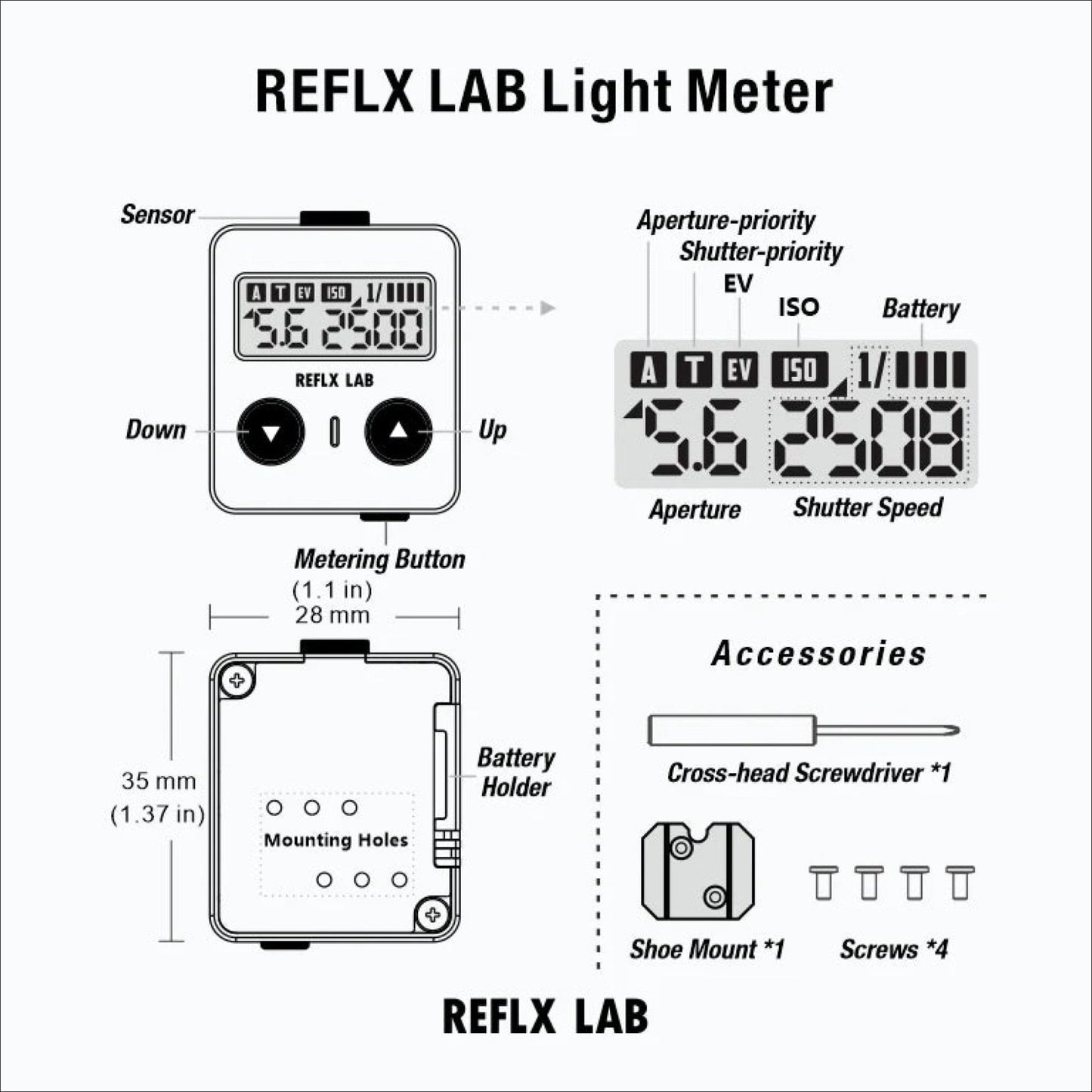 Reflx Lab Digital Light Meter With Ev Compensation 8-6400