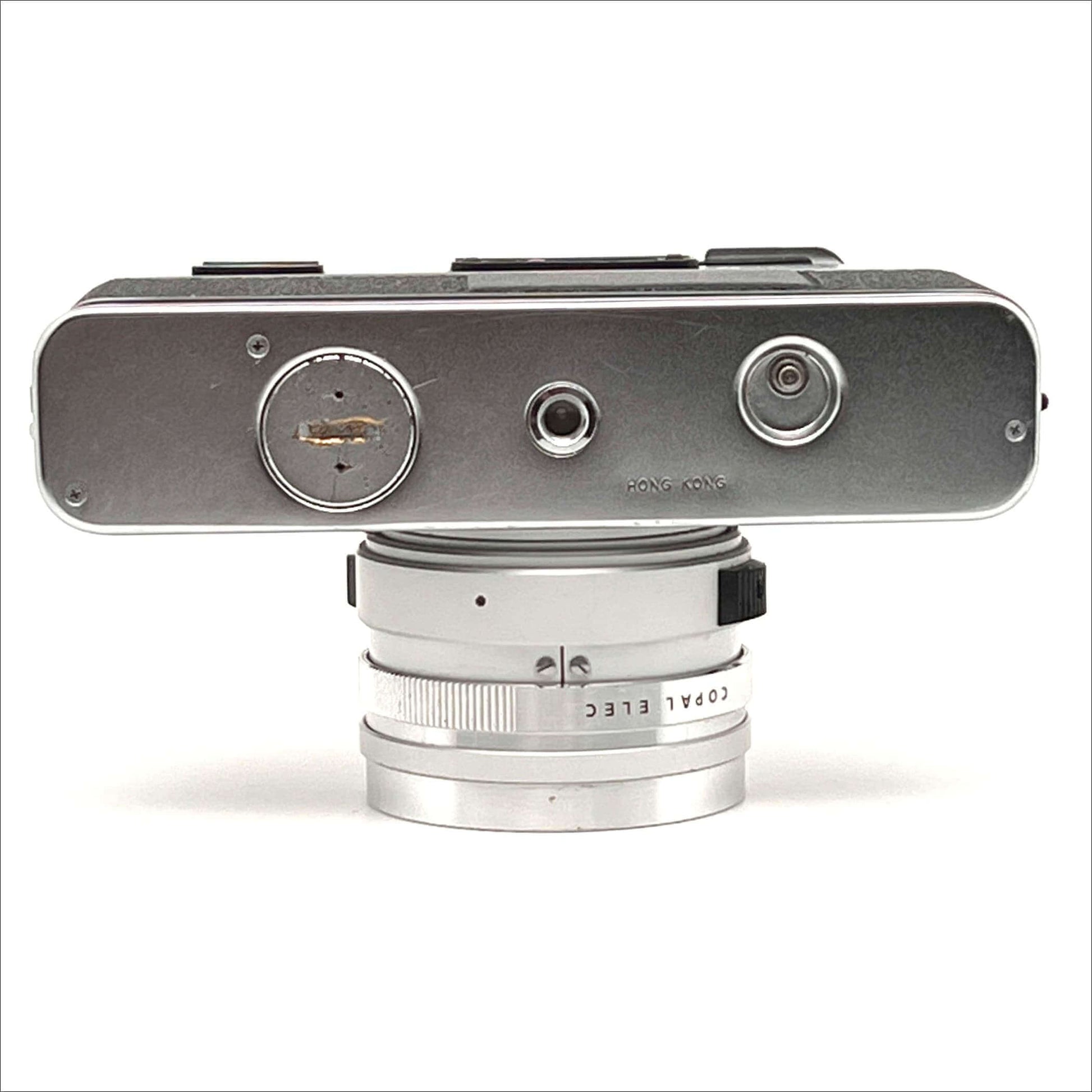 Yashica Electro 35 GS rangefinder film camera top view showcasing lens and controls for vintage photography enthusiasts.